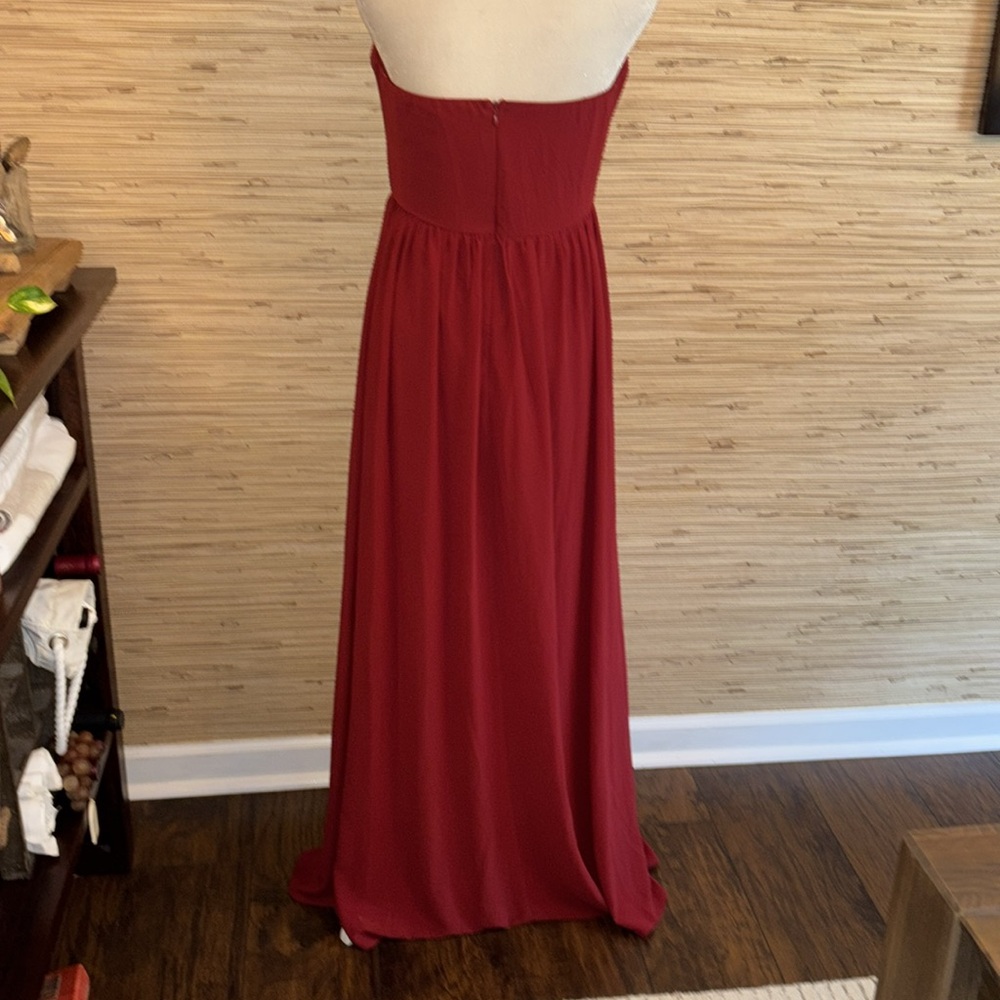 Forever 21  Elegant Strapless dark Red Maxi Dress size large EUC! - Picture 3 of 9